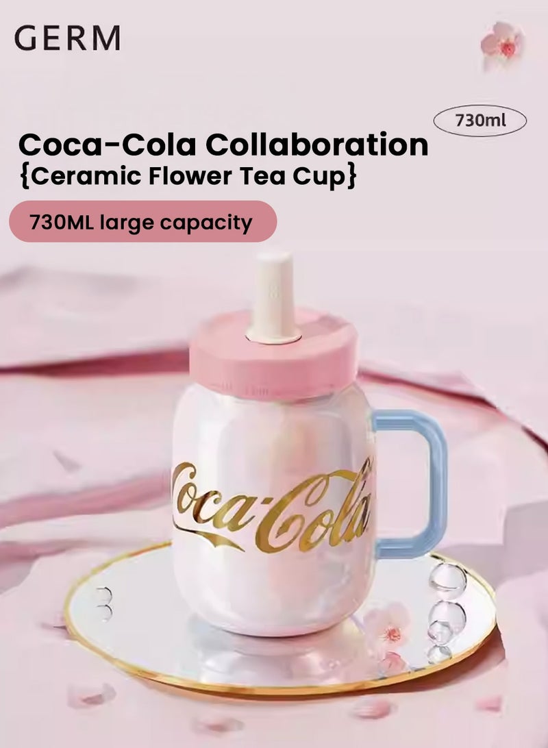 GERM Coca-Cola Porcelain Tea Cup 730ml – Pearl Pink | GERM Official Ceramic Mug with Tea Strainer | BPA-Free | Elegant Borosilicate Glass | Limited Licensed Edition - Image 2